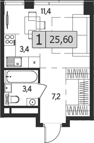 Планировка 25.6 м²