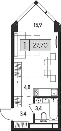 Планировка 27.7 м²