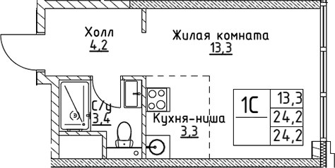 Планировка 24.2 м²