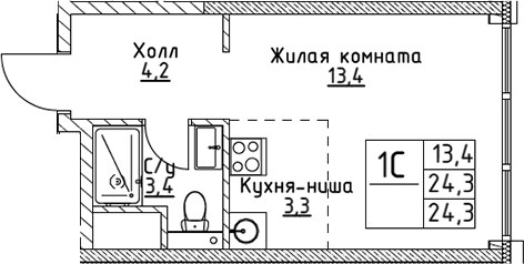 Планировка 24.3 м²