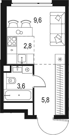 Планировка 21.8 м²