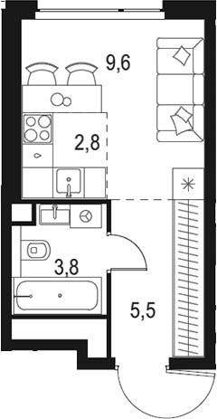 Планировка 21.7 м²