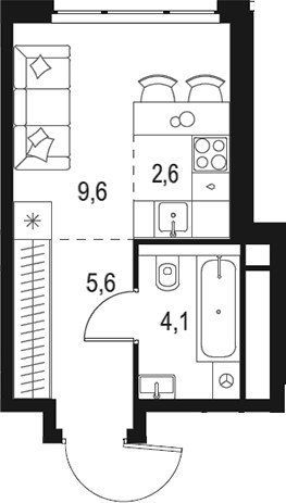 Планировка 21.9 м²