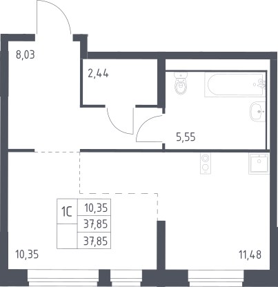 Планировка 37.85 м²