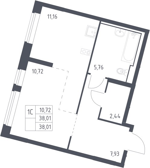Планировка 38.01 м²