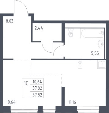 Планировка 37.82 м²