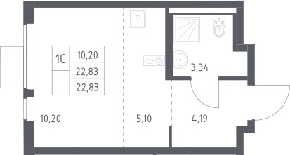 Планировка 22.83 м²