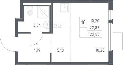 Планировка 22.83 м²