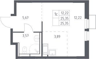 Планировка 25.35 м²