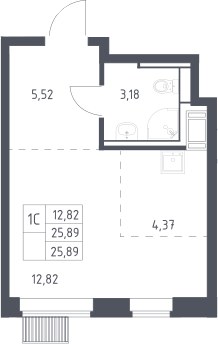 Планировка 25.89 м²