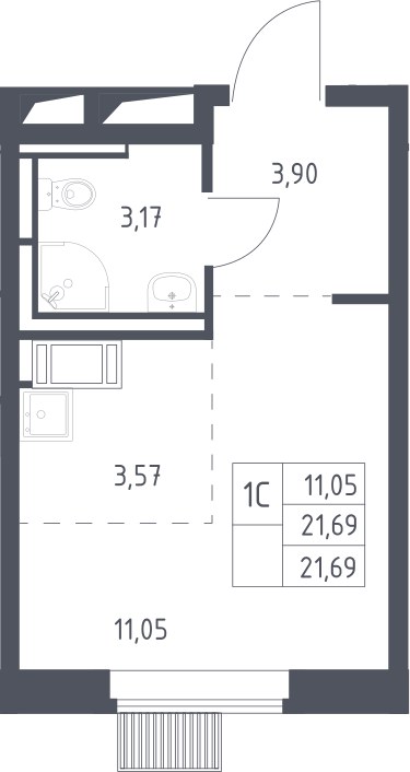 Планировка 21.69 м²