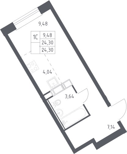 Планировка 24.3 м²