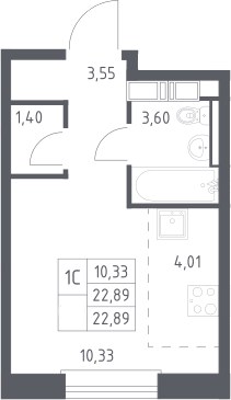 Планировка 22.89 м²