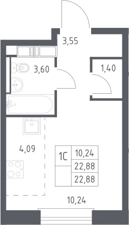 Планировка 22.88 м²