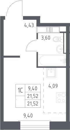 Планировка 21.52 м²