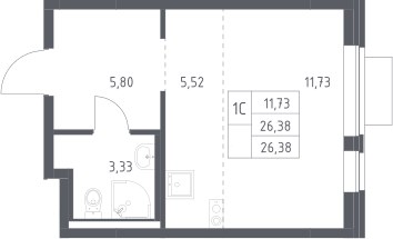 Планировка 26.38 м²