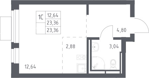 Планировка 23.36 м²