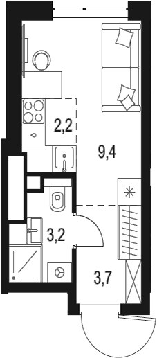 Планировка 18.5 м²