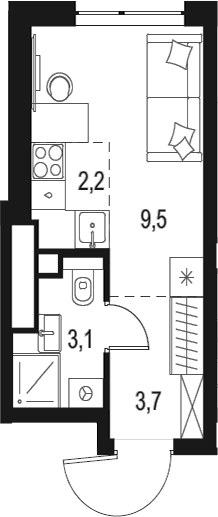 Планировка 18.5 м²