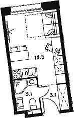 Планировка 21.7 м²