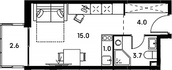 Планировка 26.3 м²