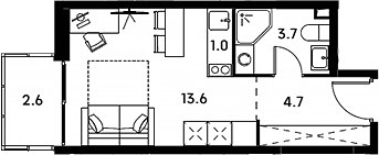 Планировка 25.6 м²