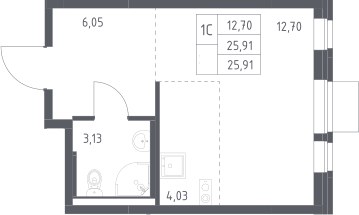 Планировка 25.91 м²