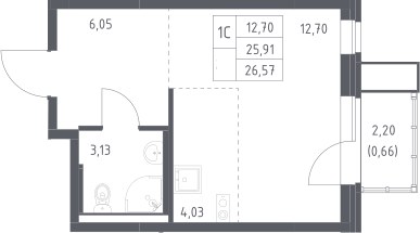 Планировка 26.57 м²