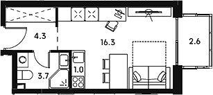 Планировка 27.9 м²