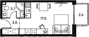 Планировка 27.3 м²