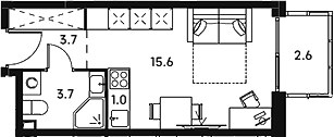 Планировка 26.6 м²