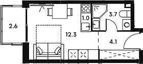 Планировка 23.7 м²
