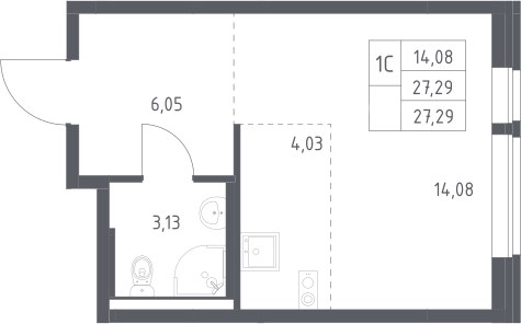 Планировка 27.29 м²