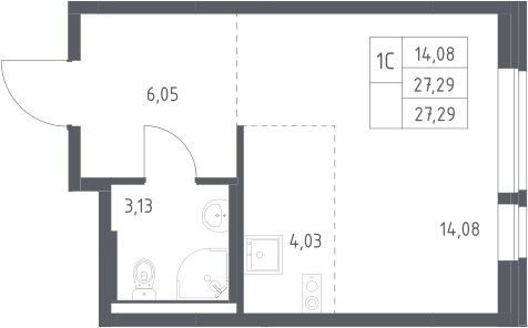Планировка 27.29 м²