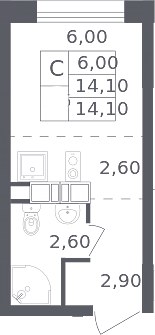 Планировка 14.1 м²