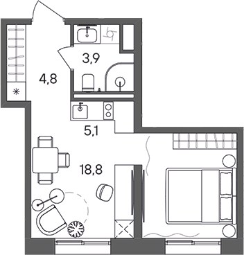 Планировка 32.6 м²