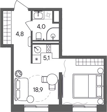 Планировка 32.8 м²