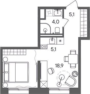 Планировка 33.1 м²