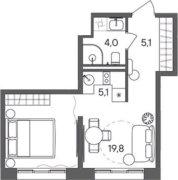 Планировка 34.0 м²