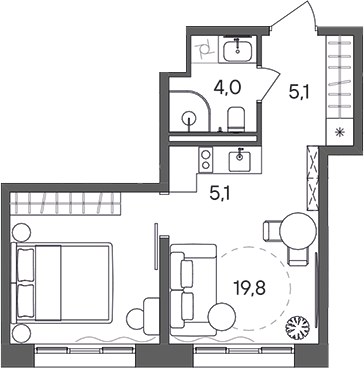 Планировка 34.0 м²