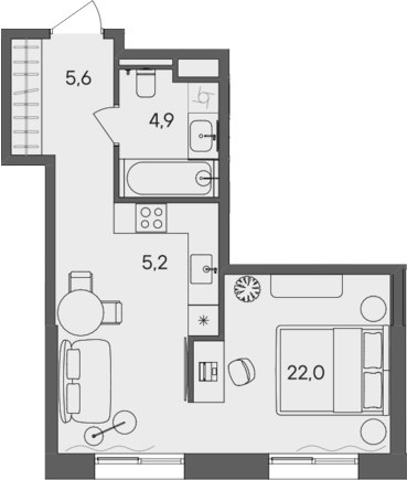 Планировка 37.7 м²