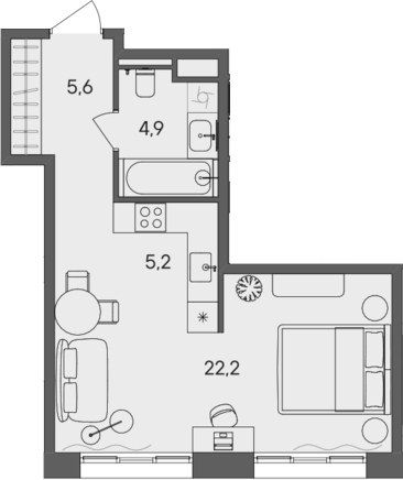 Планировка 37.9 м²