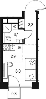Планировка 17.6 м²