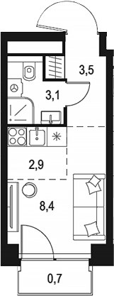 Планировка 18.6 м²