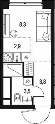 Планировка 18.5 м²