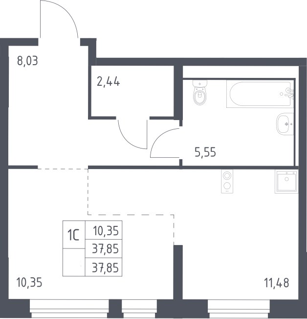 Планировка 37.85 м²