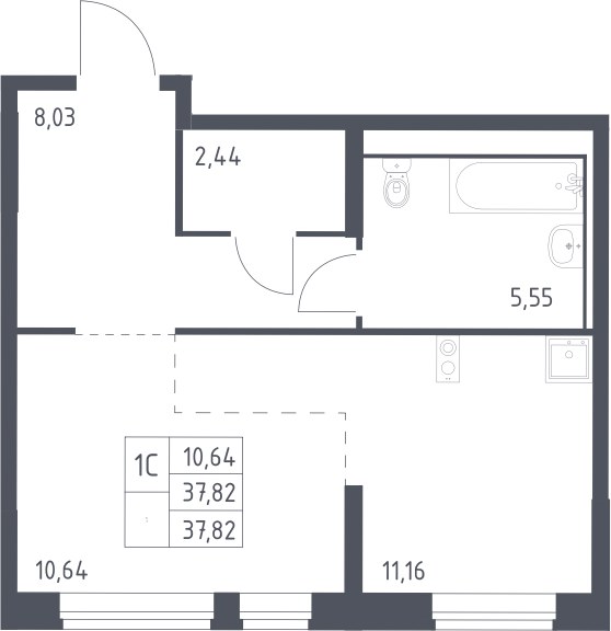 Планировка 37.82 м²