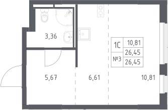 Планировка 26.45 м²
