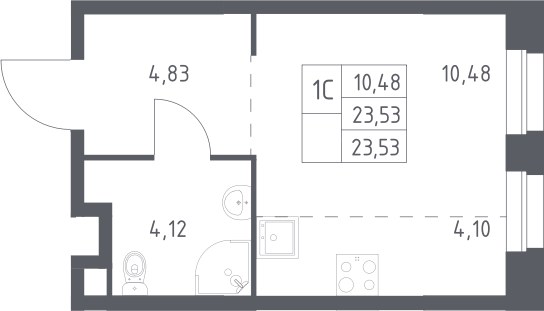 Планировка 23.53 м²