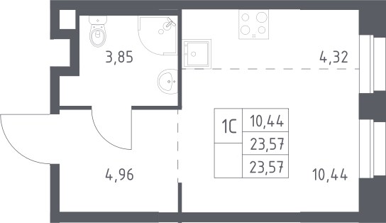 Планировка 23.57 м²